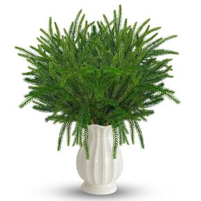 12Pcs Christmas Norfolk Pine Branches Decoration,18 Inches Artificial Realistic Christmas Branches DIY Xmas Norfolk Pine Branches for Outdoor Indoor Home Decor