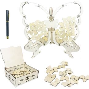 Wooden Butterfly Guest Book Wedding Guest Book Alternative 80 Butterflies Comes with a Signature Pen Wedding Decorations for Reception Wedding Signs for Anniversary Ceremony