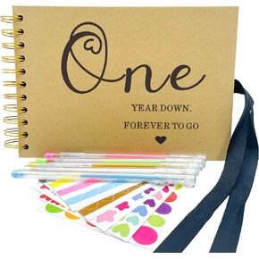 One Year Anniversary Present for Her Him, DIY Scrapbook Photo Album for First Anniversary, Happy Paper Anniversary Girlfriend Boyfriend Wife Husband Gift, One Year Wedding Anniversay Keepsake Gift in Kuwait