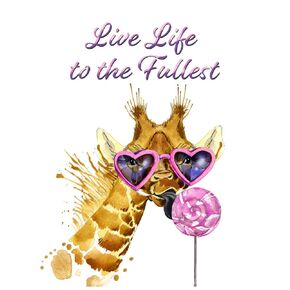 Live Life to the Fullest Giraffe Art Print Decor - Humor Wall Art Poster - 11x14 Unframed Colorful Fashion Diva Wall Art Photo Gift - Teen or Girl's Room, Apartment, Dorm Accessories Under $15