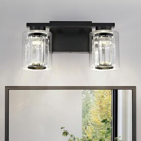 kudos Modern Crystal Bathroom Vanity Light, Brushed Gold Bathroom Light Fixture Over Mirror 3 Light,Bathroom Lighting Fixture,3000K/4000K/5000K Adjustable,KDVL08-GD-3