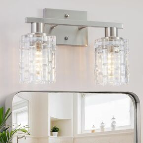 3 Light Matte Black Bathroom Vanity Light Over Mirror, Modern Vanity Lighting with Crystal Glass Shade, Wall Mount Bathroom Light Fixtures, E26 Base