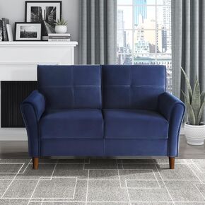 Lexicon 80" W Velvet Couch, 3 Seater Living Room Sofa, Deep Seats, Flared Arms with Tufted Back Cushion, Solid and Easy to Assemble, Also Fits for Bedroom, Small Space and Apartment, Blue