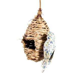 Cartanfill-Handmade Wooden Outdoor Birdhouse for Cardinals, Hanging Garden Birdhouse for Viewing, 7-Inch, Wild Bird Feeder, Ranch Patio Yard Tree Hanging (B)