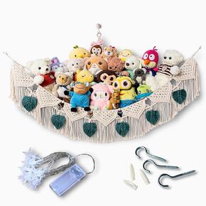 Stuffed Animal Hammock Corner With Led- - Toy Hammock For Stuffed Animals Large - 45''x45''x58''