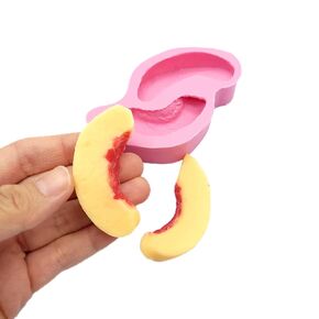 Peach slices 2 Cavities Silicone Mold Wax mold Resin mold Soap mold Realistic Flexible mold NC048