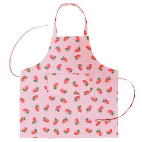 Cute Bib Apron with 2 Pockets Waterproof Strawberry Print Gardening Cooking Kitchen Apron Women Pinafore (Strawberry)