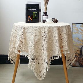 Beige Crochet Doilies Rectangle Tablecloths Vintage Handmade Cotton Lace Table Doilies for Wedding Praty Home Birthday Kitchen Decoration