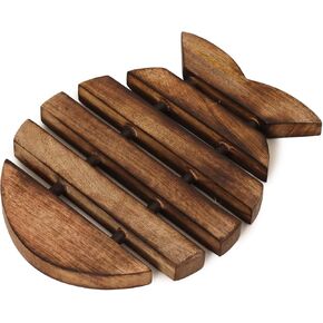 eTroves Wooden Trivet for Hot Dishes Pots and Pans Tea Pot Holders Nonslip Heat Resistant Farmhouse Kitchen Counter Top Decor, 10 Inch, Brown