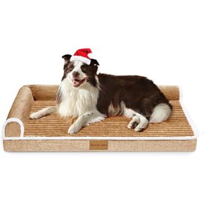 سرير كلب باتاس لاغو لتقويم العظام مقاس XL للكلاب الكبيرة مقاس 10.16 سم × 68.5 سم، مقاوم للماء على شكل حرف L، سرير أريكة كبير للكلاب الأليفة مع غطاء قابل للإزالة، حصيرة نوم ناعمة ودافئة للحيوانات الأليفة، باللون الأسود in Kuwait