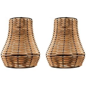 rattan 2 Pack lampshade -brown Woven Lamp Shade Small,Set of 2 Rattan Handmade Macrame Lamp Shades for Pendant floor lamp,table lamp,wall lamp,boho replacement lamp shades