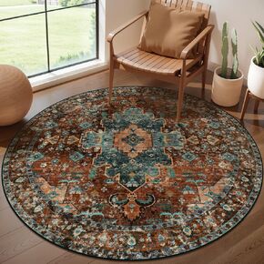 Ciicool Washable Vintage Area Rug, 2x3ft Small Boho Rug, Ultra Soft Rugs for Entryway, Non-Slip Entry Rugs Oriental Low-Pile Indoor Mat Floor Carpet for Entrance Bedroom Kitchen Bathroom Foyer Decor