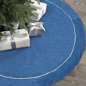 Christmas Tree Skirt, 48 inches Velvet Fur Plush Tree Skirt, Xmas Tree Skirts for Merry Christmas Party Rustic Vintage Christmas Tree Decorations (Blue)