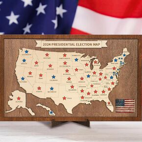 3D Wooden United States 2024 Electoral College Results Map, 11x17in American President Map, Donald Trump Gifts for Men Women, Great Republican Gifts for Fathers Friends Family, Trump Gifts 45 47