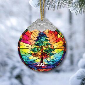 Christmas Ornaments 2024, Christmas Ornament Christmas Tree Round, Holiday Decoration, Car Interiors Decors, Christmas Decor for Holiday Party 2024 Christmas Ornament