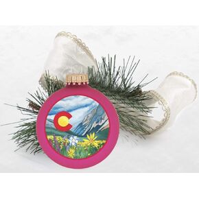 Colorado Wildflower Christmas Tree Ornament Bubblegum Velvet with Bow