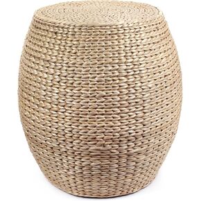 Square Poufs Ottoman,Hand Woven Natural Braided Cattail Ottomans Pouf for Patio,Home,Office,Living Room,Bedroom Indoor Outdoor Porch,Seagrass Footstool/Floor Accent Chair,Ottoman Foot Rest (Square)