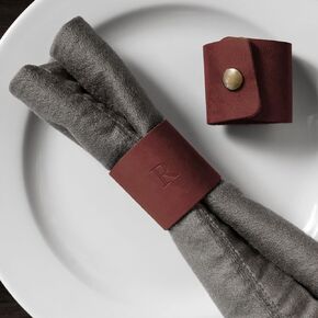 Personalized Leather Napkin Ring - Leather Napkin Holder - Leather Ring - Table Decor - Leather Decor - Set of 2 - Snap Napkin Ring - Made in USA.