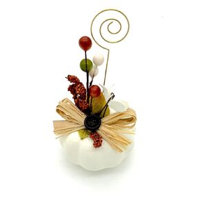 White Pumpkin Place Card Holders, Fall Wedding Decoration, Thanksgiving Table Setting, Harvest, Party Favor, Halloween - Set of 4