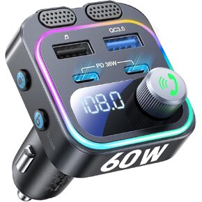 Bluetooth 5.3 Car Adapter，AUX Wireless FM Radio Transmitter Radio Bluetooth Transmitter for Car FM Bluetooth Adapter for Car