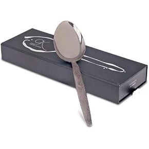 Gray Kunz Spoon | Special Edition Damascus Pattern | 18/10 Stainless Steel Plating Spoon | 9 Inch Basting Spoon | Quenelle Chef Spoon |Cooking Utensils Spoon | Dinner Serving Spoon
