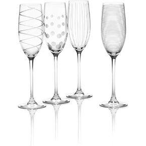 Mikasa Cheers Crystal Champagne Flutes, 4 Count (Pack of 1), Clear