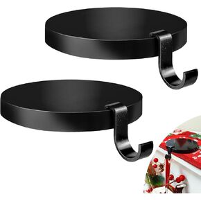 Round Christmas Stocking Holders for Mantle Set of 2, Weighted Stocking Holders with Non-Slip Felt Base, Strong Stocking Christmas Decoration for Mantle, Fireplace,Table (Black-2Pcs)
