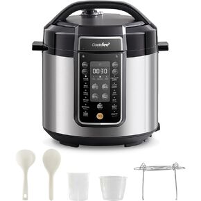 COMFEE’ Pressure Cooker 6 Quart with 13 Cooking Functions, Olla de Presion Non-Stick Pot Yogurt Maker Rice Cooker Slow Cooker Sauté Steamer, Healthy Ceramic Inner Pot
