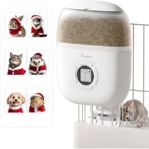 Hanging Automatic Rabbit Feeder with 1080P Camera, 62oz Grain Storage, Multiple Pet Cage Compatibility, Custom Feeding Schedule- Perfect for Ferrets, Cats, Guinea Pigs, Chinchilla and Hedgehog