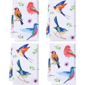 Bird Kitchen Towels with Hanging Loop Dish Towels for Kitchen Set of 4 Kitchen Hand Towels Absorbent Gifts for Bird Lovers Cleaning