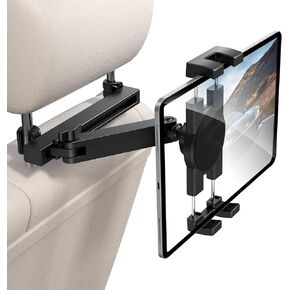 Tablet Holder for Car Headrest, [3 in 1 Adjustable Extension Arm] iPad Car Mount for Back Seat, Road Trip Essentials for Kids, for 4.7-12.9" Tablet Like iPad Pro, Air, Mini, Galaxy, Fire HD Tablet
