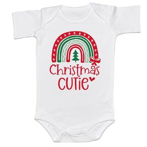 Boho Rainbow Christmas Cutie Onesie Santa Cutest Helper Bodysuit Holiday Merry Xmas Tree Cousin Crew Romper (0-6 Months, Cousin Crew-Long Sleeve Bodysuit)