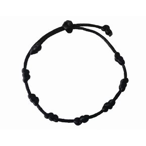 Arteneca 7 Knots Black String Bracelet Which is Adjustable, and Infused with Protective Energy - Unisex Rope Bracelet (Black)