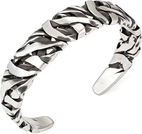 Handmade 925 Sterling Silver Bangle Bracelet For Men Women Wide Band Chunky Bangle Bracelet Irregular Cuff Bangle Men's Retro Bracelet Open Adjustable Cuff Bangle For Men Vintage Statement Bangles in Saudi Arabia