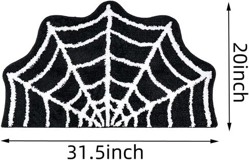 Halloween Spider Web Bath Mat for Bathroom Rugs Non Slip Machine Washable,Gothic Cute Black White Round Circle Bath Mat Non Slip Cartoon Round Shaped Bathtub Rug Bathroom Tub Plush Shower Rugs in Saudi Arabia
