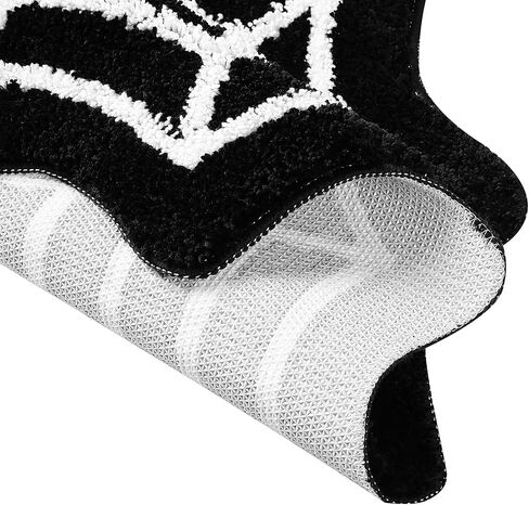 Halloween Spider Web Bath Mat for Bathroom Rugs Non Slip Machine Washable,Gothic Cute Black White Round Circle Bath Mat Non Slip Cartoon Round Shaped Bathtub Rug Bathroom Tub Plush Shower Rugs in Saudi Arabia