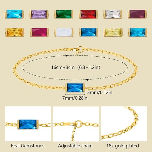 Birthstone Bracelets for Women Girls, Dainty 18K Gold Plated Non Tarnish Trendy Simple Cubic Zircon Adjustable Bracelet Jewelry Gifts for Her Mom Wife Girlfriend (November(Citrine)) in Kuwait