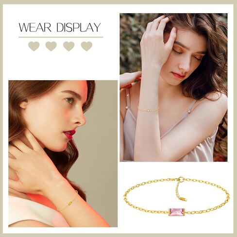 Birthstone Bracelets for Women Girls, Dainty 18K Gold Plated Non Tarnish Trendy Simple Cubic Zircon Adjustable Bracelet Jewelry Gifts for Her Mom Wife Girlfriend (November(Citrine)) in Kuwait