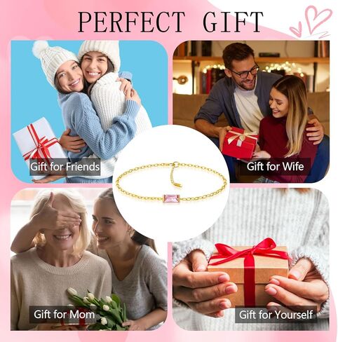 Birthstone Bracelets for Women Girls, Dainty 18K Gold Plated Non Tarnish Trendy Simple Cubic Zircon Adjustable Bracelet Jewelry Gifts for Her Mom Wife Girlfriend (November(Citrine)) in Kuwait