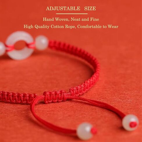 Lucky Buckle Bracelet: Adjustable Bracelet for Protection, Friendship, Men's Bracelet, Perfect Couples, Best Friend Bracelet, Bracelets for Mens Womens Amulet Gifts, Jade Peace Buckle Bracelet (Red) in Saudi Arabia