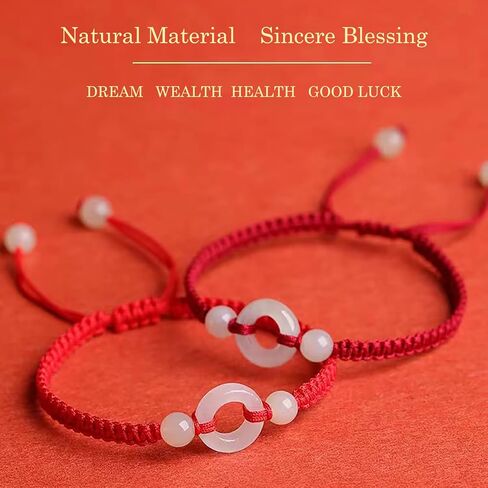 Lucky Buckle Bracelet: Adjustable Bracelet for Protection, Friendship, Men's Bracelet, Perfect Couples, Best Friend Bracelet, Bracelets for Mens Womens Amulet Gifts, Jade Peace Buckle Bracelet (Red) in Saudi Arabia