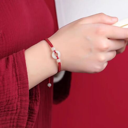Lucky Buckle Bracelet: Adjustable Bracelet for Protection, Friendship, Men's Bracelet, Perfect Couples, Best Friend Bracelet, Bracelets for Mens Womens Amulet Gifts, Jade Peace Buckle Bracelet (Red) in Saudi Arabia