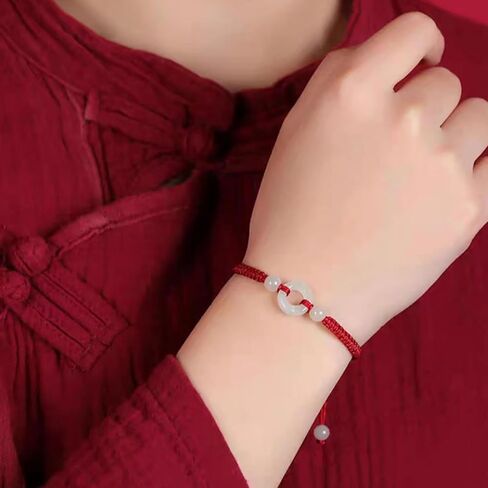 Lucky Buckle Bracelet: Adjustable Bracelet for Protection, Friendship, Men's Bracelet, Perfect Couples, Best Friend Bracelet, Bracelets for Mens Womens Amulet Gifts, Jade Peace Buckle Bracelet (Red) in Saudi Arabia