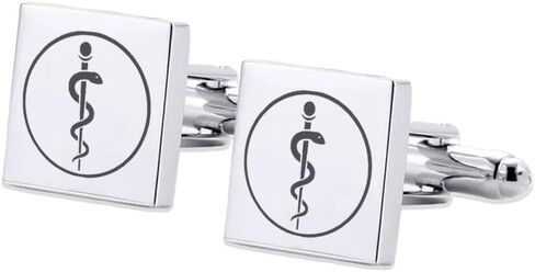 Love, Georgie Rod of Asclepius Cufflinks, Gift for Doctor, Medical School School Graduate, Medical Professional (Steel) in Kuwait