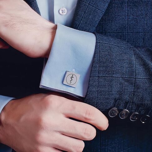 Love, Georgie Rod of Asclepius Cufflinks, Gift for Doctor, Medical School School Graduate, Medical Professional (Steel) in Kuwait