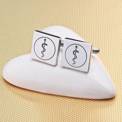 Love, Georgie Rod of Asclepius Cufflinks, Gift for Doctor, Medical School School Graduate, Medical Professional (Steel) in Kuwait