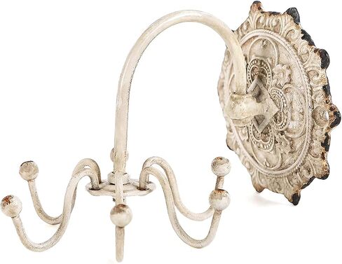 NIKKY HOME Wall Mounted Hooks Jewelry Organizer Rustic Hanging Vintage Decorative Shabby Chic Jewelry Storage Display Hanger for Necklace, Earrings, Rings, Belt, Hat, Gift for Women Girl Lady, White in Kuwait