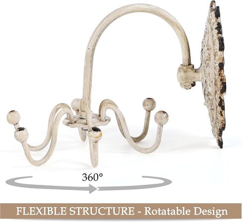 NIKKY HOME Wall Mounted Hooks Jewelry Organizer Rustic Hanging Vintage Decorative Shabby Chic Jewelry Storage Display Hanger for Necklace, Earrings, Rings, Belt, Hat, Gift for Women Girl Lady, White in Kuwait
