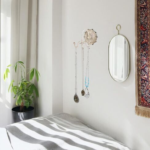 NIKKY HOME Wall Mounted Hooks Jewelry Organizer Rustic Hanging Vintage Decorative Shabby Chic Jewelry Storage Display Hanger for Necklace, Earrings, Rings, Belt, Hat, Gift for Women Girl Lady, White in Kuwait