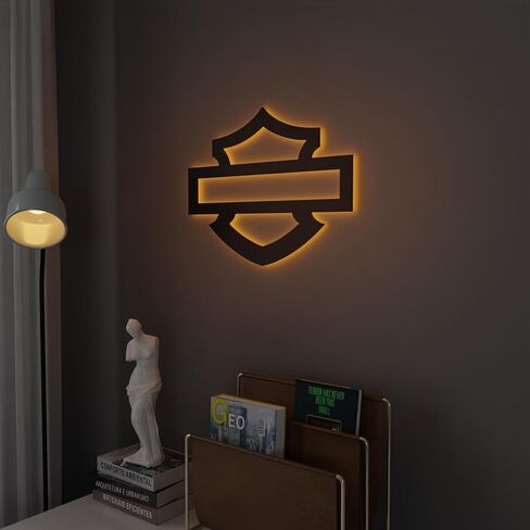 لوحة فنية جدارية هارلي ديفيدسون مع جهاز تحكم عن بعد - إضاءة LED RGB للدراجات النارية - لافتة جراج (12 بوصة × 10 بوصة) in Saudi Arabia